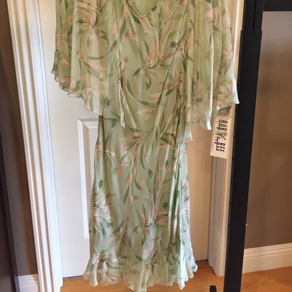 Robbie Bee Dress Cardigan Set 100% Silk Size 4P